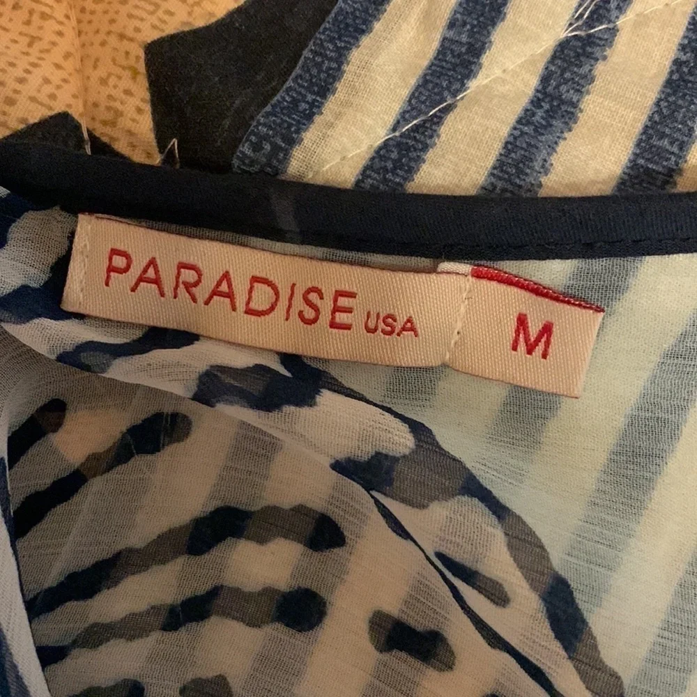 Paradise light blue sheer swimsuit coverup with seashell print Size Medium